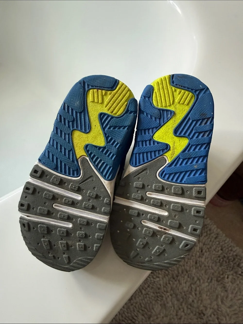 Nike Kids' Sneakers - Gray, Blue & Neon Yellow Accents